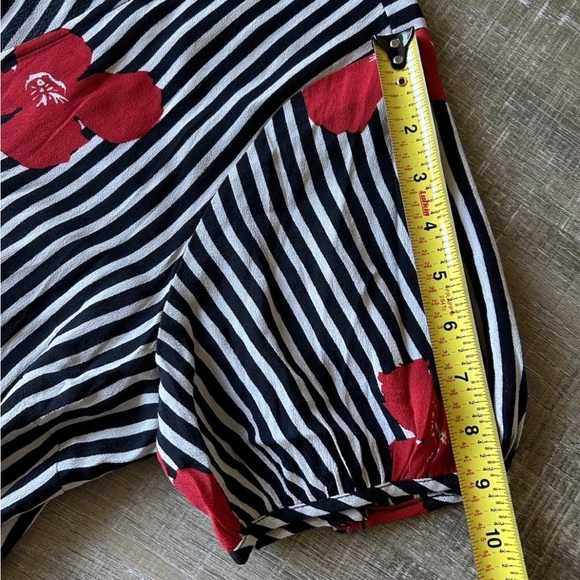 Madewell Ruffle Wrap Dress Sz 12 Black White Mini Floral classic preppy modern - Picture 12 of 14